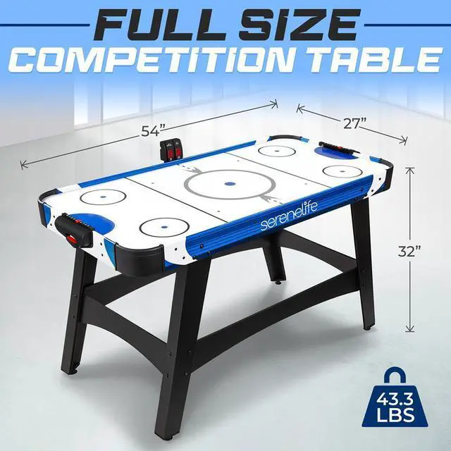Alt view image 4 of 7 - SereneLife 54" Air Hockey Table for Game Room - Digital LED Scoreboard, 12V Motor, 2 Pucks & 2 Pushers (SLARHKY54)