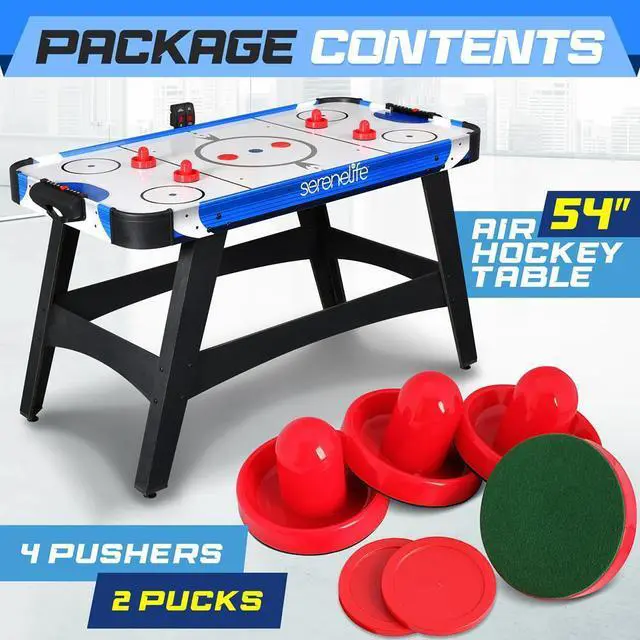 Alt view image 5 of 7 - SereneLife 54" Air Hockey Table for Game Room - Digital LED Scoreboard, 12V Motor, 2 Pucks & 2 Pushers (SLARHKY54)