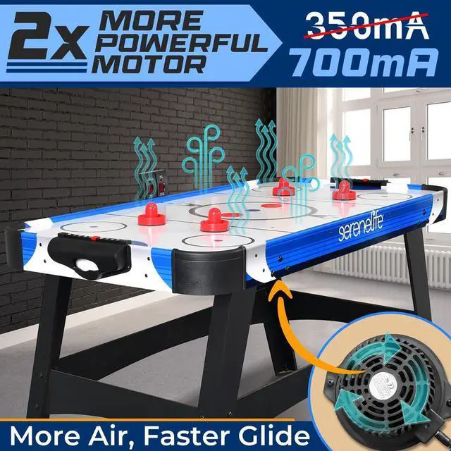 Alt view image 2 of 7 - SereneLife 54" Air Hockey Table for Game Room - Digital LED Scoreboard, 12V Motor, 2 Pucks & 2 Pushers (SLARHKY54)