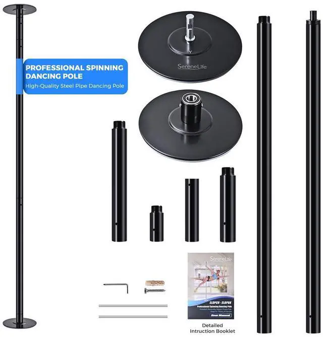 Main image of SereneLife Professional Spinning Dancing Pole - Portable & Removable Fitness Pole (Black Surface) (SLDPBK)
