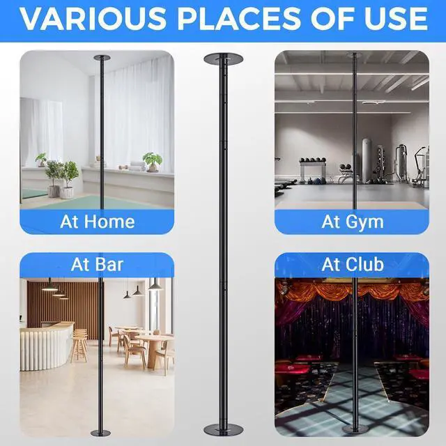 Alt view image 7 of 7 - SereneLife Professional Spinning Dancing Pole - Portable & Removable Fitness Pole (Black Surface) (SLDPBK)