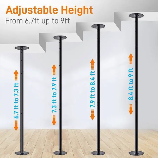 Alt view image 3 of 7 - SereneLife Professional Spinning Dancing Pole - Portable & Removable Fitness Pole (Black Surface) (SLDPBK)