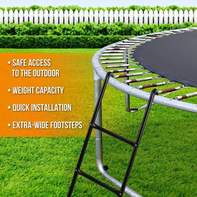 Alt view image 2 of 6 - SereneLife Outdoor Trampoline Safety Ladder - Quick Install, Weather-Resistant (SLTRA12LDR)