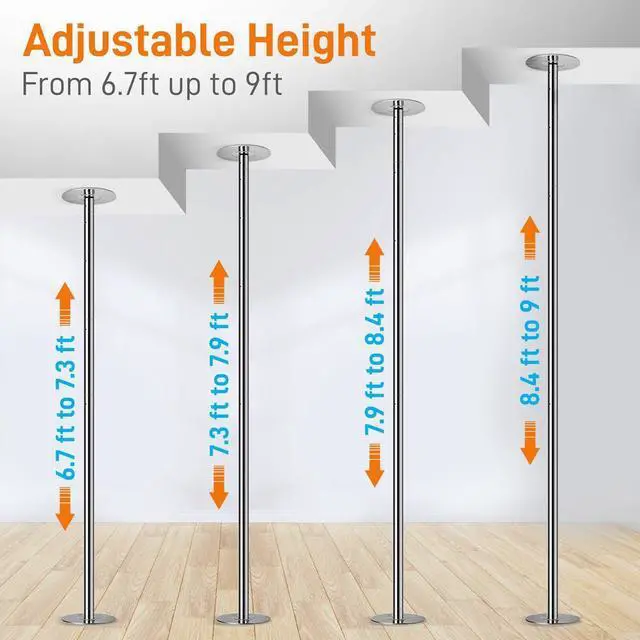 Alt view image 5 of 7 - SereneLife Professional Spinning Dancing Pole - Portable & Removable Fitness Pole (Chromed Surface) (SLDPCH)