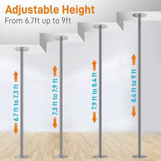 Alt view image 7 of 7 - SereneLife Professional Spinning Dancing Pole - Portable & Removable Fitness Pole with Yoga Socks & Party Lights (SLDP2LS2)
