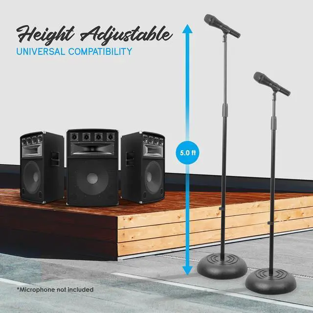 Alt view image 2 of 7 - Pyle Microphone Stand - Universal Mic Mount with Heavy Compact Base, Height Adjustable (Pair) (PMKS5X2)