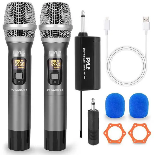 Main image of Pyle UHF Wireless Microphone System - Handheld Mic & Wireless Transmitter with Universal Plug-and-Play Audio (PDWMU214)