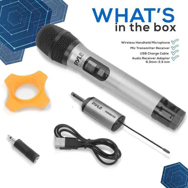 Alt view image 5 of 7 - Pyle UHF Wireless Microphone Adapter System - Pro Audio Wireless Mic Transmitter System with Receiver Adapter (PDWMU105)