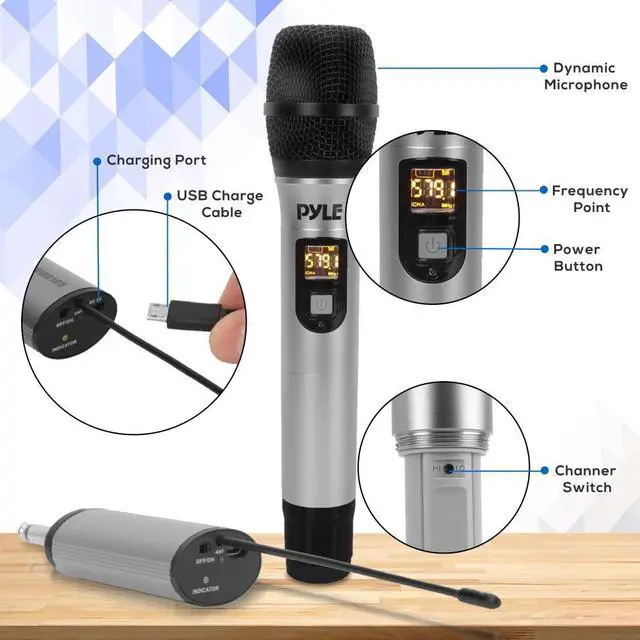 Alt view image 7 of 7 - Pyle UHF Wireless Microphone Adapter System - Pro Audio Wireless Mic Transmitter System with Receiver Adapter (PDWMU105)