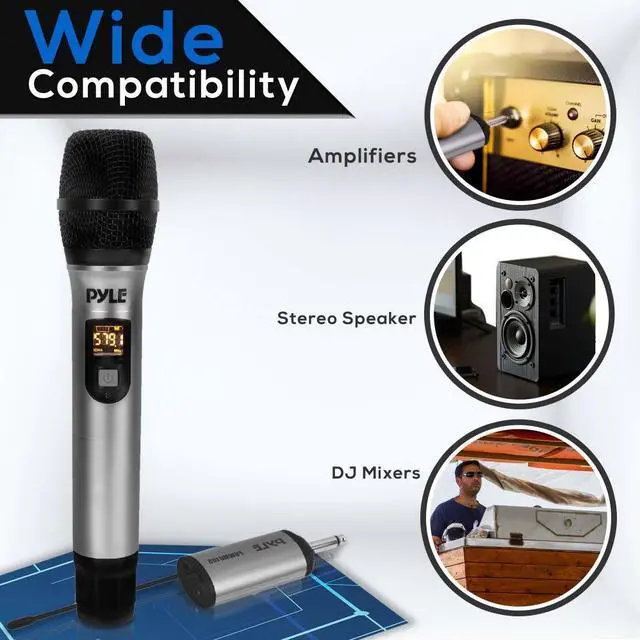 Alt view image 6 of 7 - Pyle UHF Wireless Microphone Adapter System - Pro Audio Wireless Mic Transmitter System with Receiver Adapter (PDWMU105)