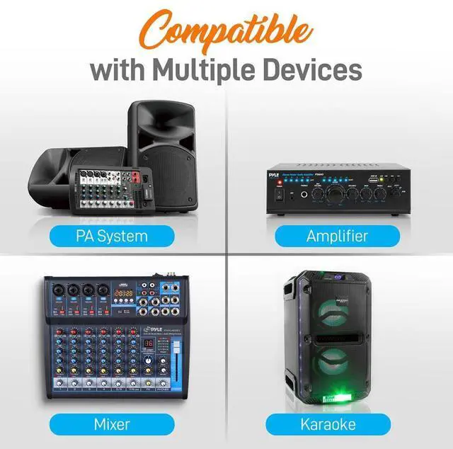 Alt view image 3 of 7 - Pyle Bluetooth Wireless PA Microphone System with (4) Beltpacks, (4) Headset Mics, RCA/Aux Input - UHF Public Address System