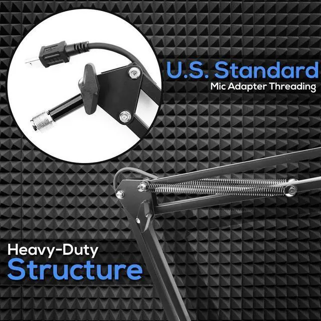 Alt view image 3 of 7 - Pyle Suspension Microphone Boom Stand - Adjustable Compact Microphone Arm Stand with USB Cable, Durable Steel for Broadcasting & Studios