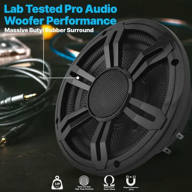 Alt view image 5 of 7 - Pyle 6.5" Slim Waterproof Subwoofer - Black (PLSMRW64BK)