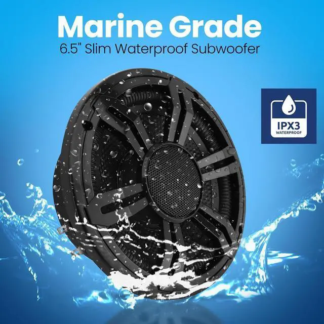 Alt view image 2 of 7 - Pyle 6.5" Slim Waterproof Subwoofer - Black (PLSMRW64BK)