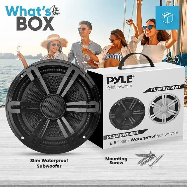 Alt view image 3 of 7 - Pyle 6.5" Slim Waterproof Subwoofer - Black (PLSMRW64BK)