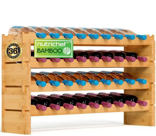 Main image of NutriChef Stackable Wine Storage Rack - Bamboo (SLWMDSF200)