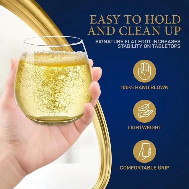 Alt view image 7 of 7 - NutriChef Crystal-Clear Stemless Wine Glasses - 4-Piece Set (NGWINE44)