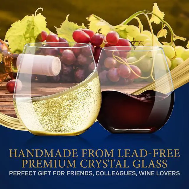 Alt view image 6 of 7 - NutriChef Crystal-Clear Stemless Wine Glasses - 4-Piece Set (NGWINE44)