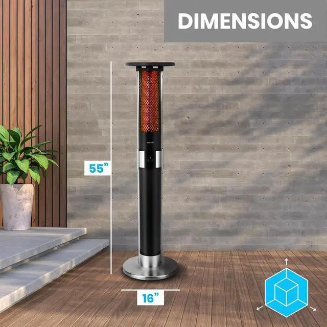 Alt view image 3 of 6 - SereneLife Electric Patio Heater with Remote Control - 1500W (SLOHT44)