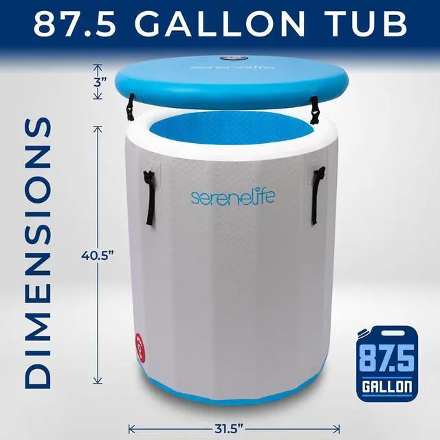 Alt view image 6 of 7 - SereneLife Inflatable Insulated Cold Plunge Tub - Ice Bath Therapy Recovery Pod (SLCPTBCR30)