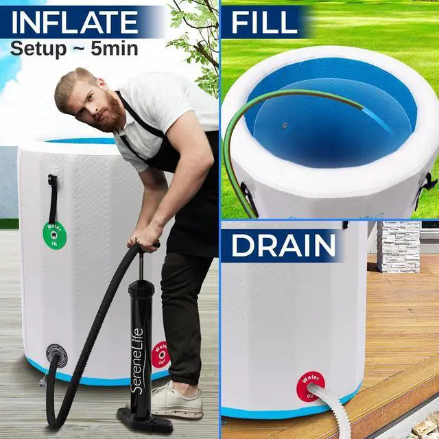 Alt view image 4 of 7 - SereneLife Inflatable Insulated Cold Plunge Tub - Ice Bath Therapy Recovery Pod (SLCPTBCR30)
