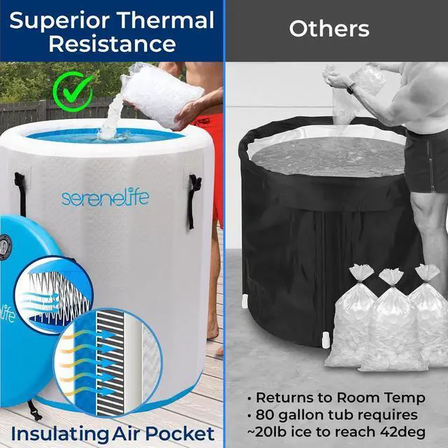 Alt view image 7 of 7 - SereneLife Inflatable Insulated Cold Plunge Tub - Ice Bath Therapy Recovery Pod (SLCPTBCR30)