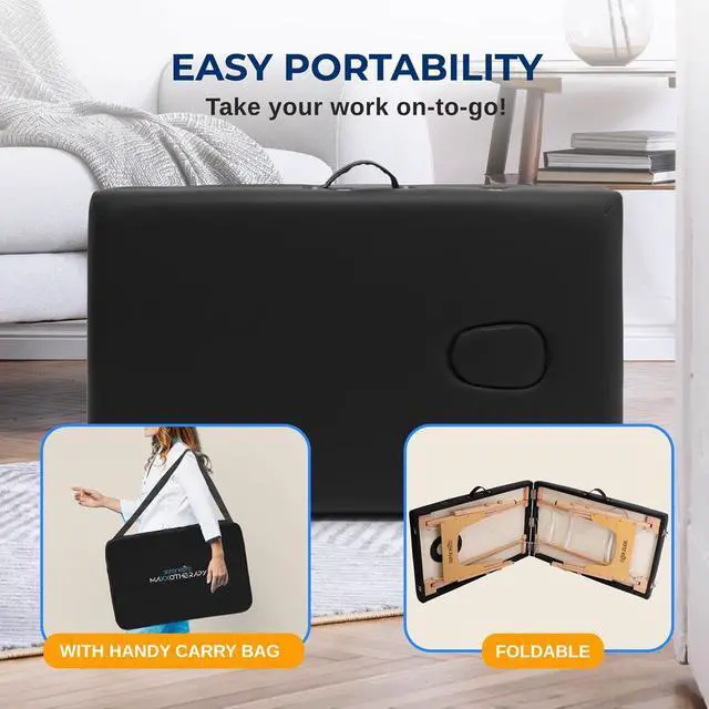Alt view image 3 of 7 - SereneLife Portable Massage Table - Adjustable Folding Bed for Therapy (SLMASGE2)