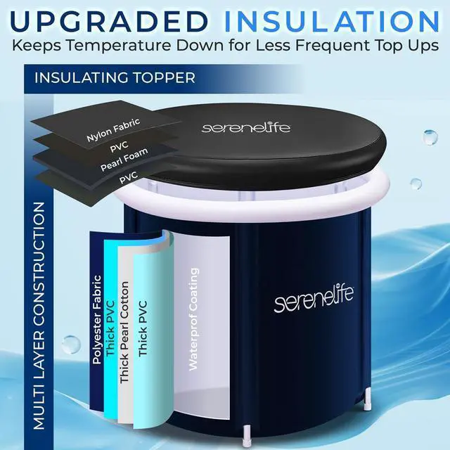Alt view image 5 of 7 - SereneLife Inflatable Insulated Cold Plunge Tub - Ice Bath Therapy Pod (SLCPTBPVC12)