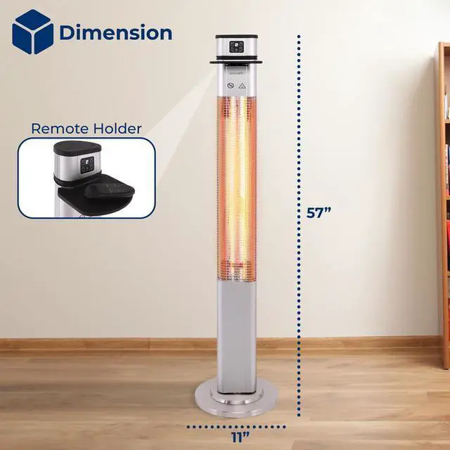 Alt view image 5 of 7 - SereneLife Floor Standing Patio Heater - Remote Control with Three Power Settings (SLOHT42)