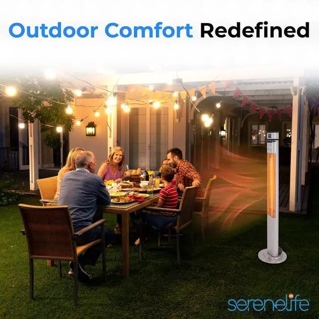 Alt view image 2 of 7 - SereneLife Floor Standing Patio Heater - Remote Control with Three Power Settings (SLOHT42)