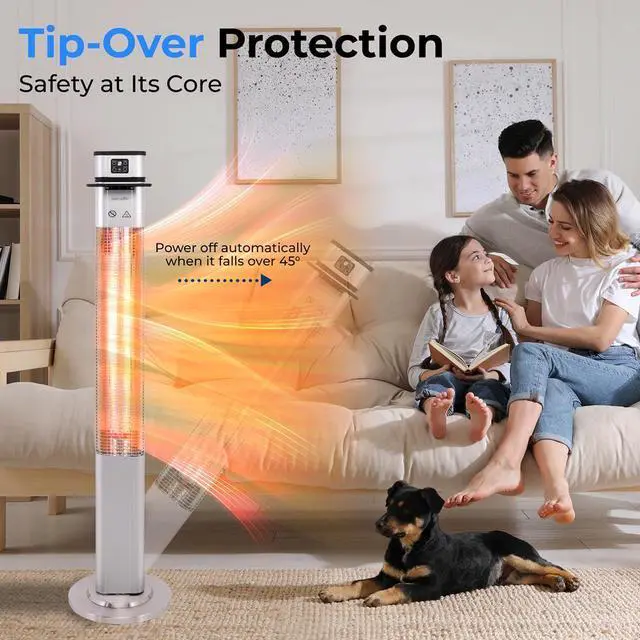 Alt view image 6 of 7 - SereneLife Floor Standing Patio Heater - Remote Control with Three Power Settings (SLOHT42)