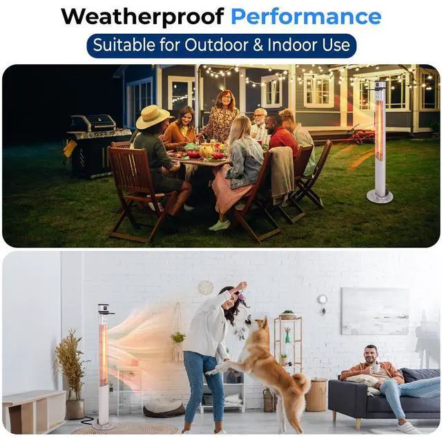 Alt view image 3 of 7 - SereneLife Floor Standing Patio Heater - Remote Control with Three Power Settings (SLOHT42)