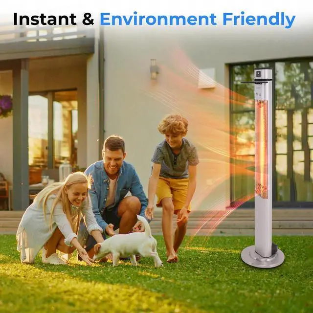 Alt view image 7 of 7 - SereneLife Floor Standing Patio Heater - Remote Control with Three Power Settings (SLOHT42)