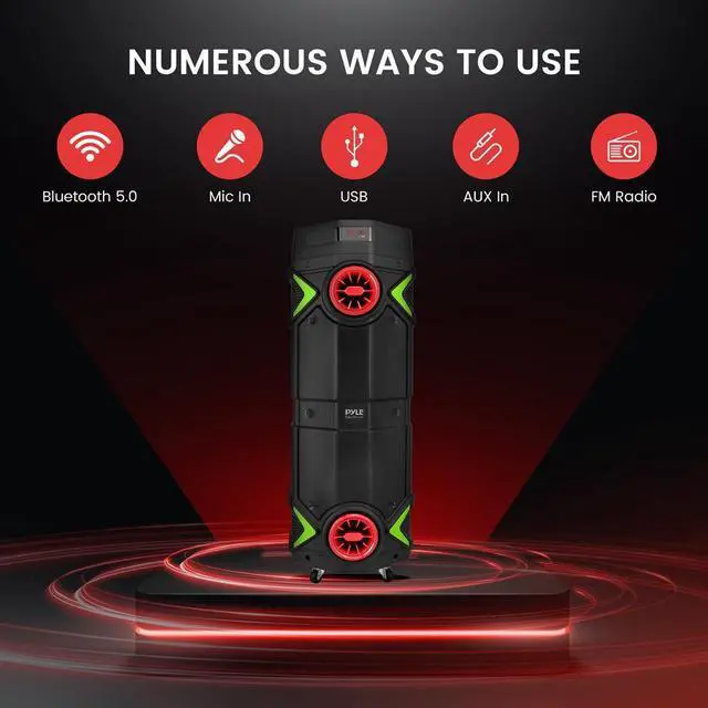 Alt view image 2 of 7 - Pyle Dual 8 Portable PA Speaker - Wireless Karaoke Party Speaker with Flashing Party Lights (PPHP2894B)
