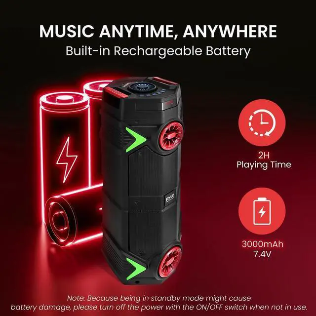 Alt view image 3 of 7 - Pyle Dual 8 Portable PA Speaker - Wireless Karaoke Party Speaker with Flashing Party Lights (PPHP2894B)