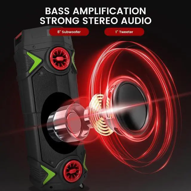 Alt view image 7 of 7 - Pyle Dual 8 Portable PA Speaker - Wireless Karaoke Party Speaker with Flashing Party Lights (PPHP2894B)