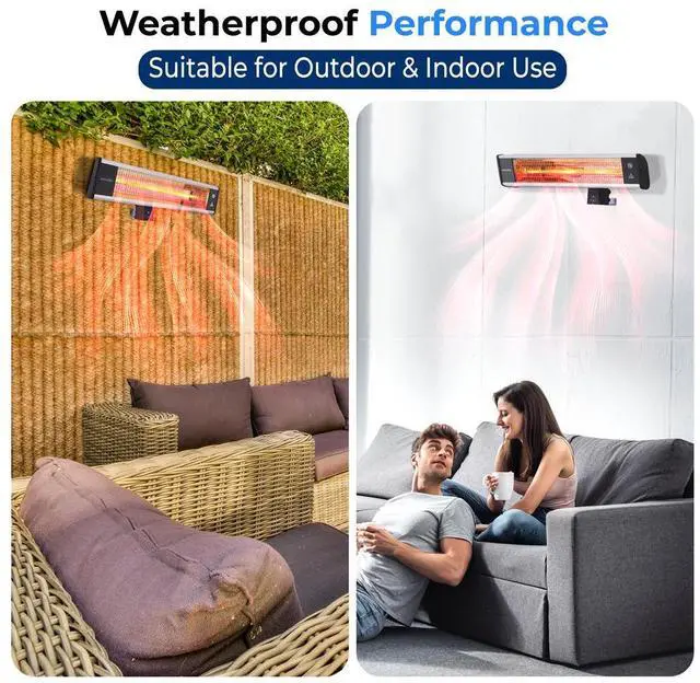 Alt view image 3 of 7 - SereneLife Wall Mounting Patio Heater - Remote Control with High Rated Aluminum Reflector (SLOHT28)