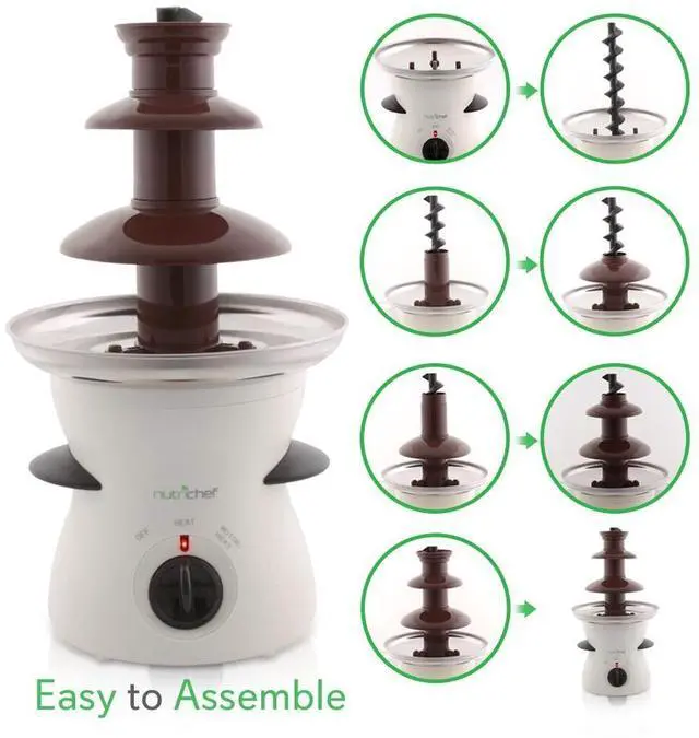 Alt view image 7 of 7 - NutriChef Electric Chocolate Fondue Pot - Countertop Chocolate Fondue Maker Fountain (PKFNMK16)
