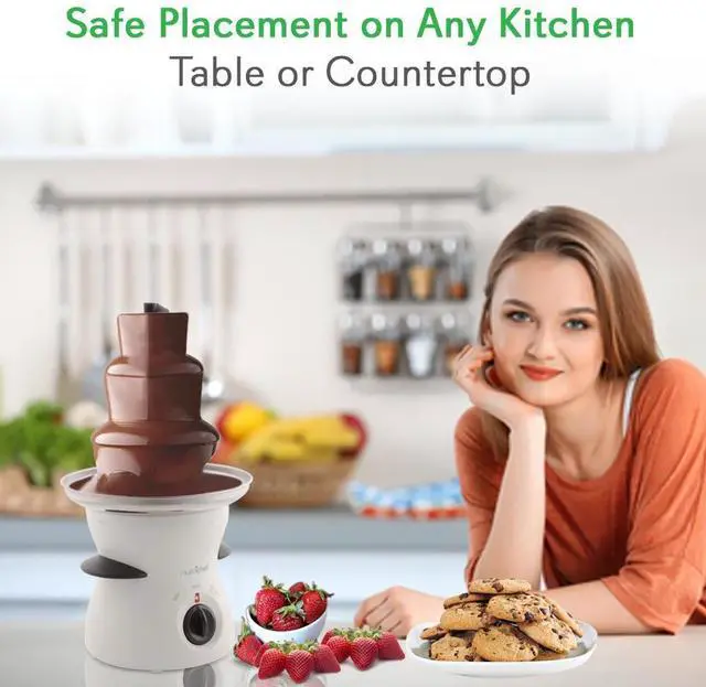 Alt view image 6 of 7 - NutriChef Electric Chocolate Fondue Pot - Countertop Chocolate Fondue Maker Fountain (PKFNMK16)