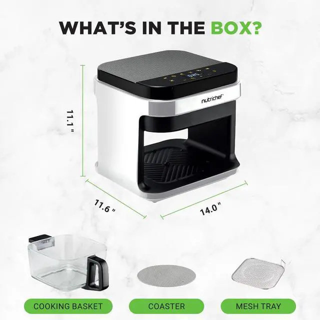 Alt view image 7 of 7 - NutriChef 5.5 Liter Digital Air Fryer with Transparent Window - NCAF539TW (White)