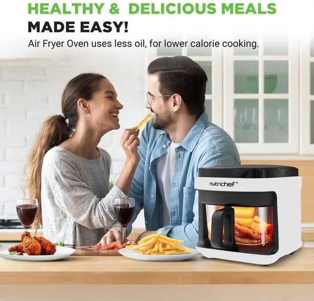 Alt view image 6 of 7 - NutriChef 5.5 Liter Digital Air Fryer with Transparent Window - NCAF539TW (White)