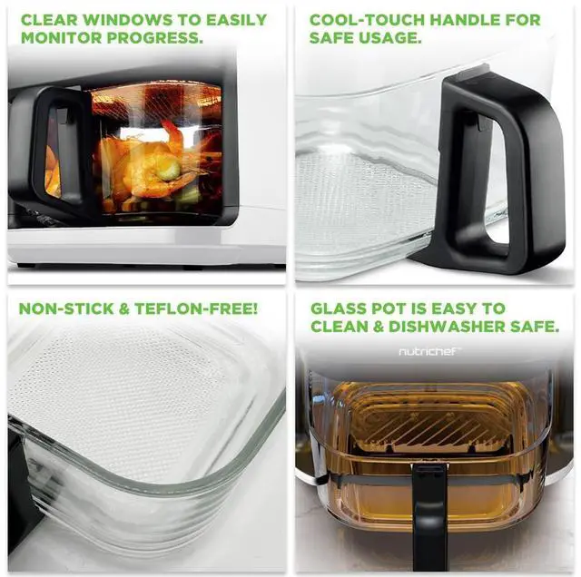Alt view image 4 of 7 - NutriChef 5.5 Liter Digital Air Fryer with Transparent Window - NCAF539TW (White)