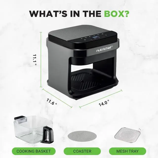Alt view image 4 of 7 - NutriChef 5.5 Liter Digital Air Fryer with Transparent Window - NCAF539TB (Black)