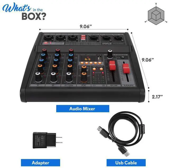 Alt view image 4 of 7 - Pyle 3-Channel Audio Mixer - Built-in FX Processor, MP3 Player, USB Interface, XLR & 6.35mm Jack - PMX462