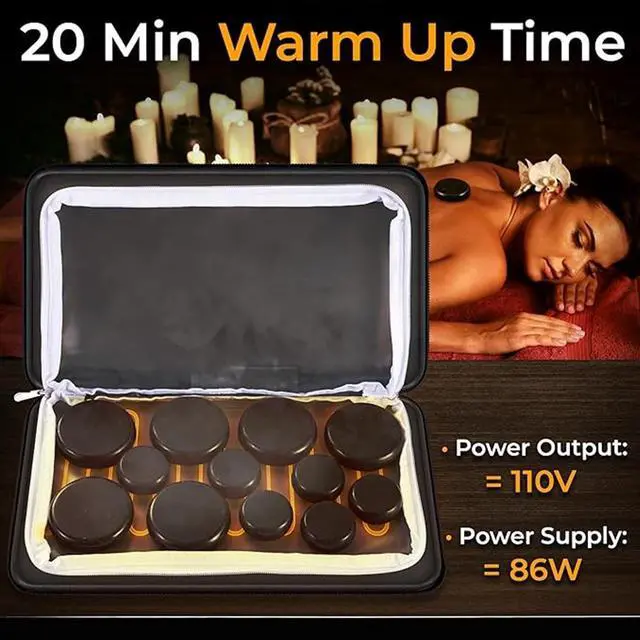 Alt view image 5 of 5 - SereneLife Multifunction Heating Stone Massager with Bag - Muscle Therapy & Home Spa (Gray) - PSLMSGST322