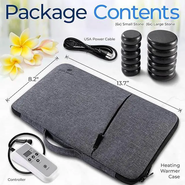 Alt view image 3 of 5 - SereneLife Multifunction Heating Stone Massager with Bag - Muscle Therapy & Home Spa (Gray) - PSLMSGST322