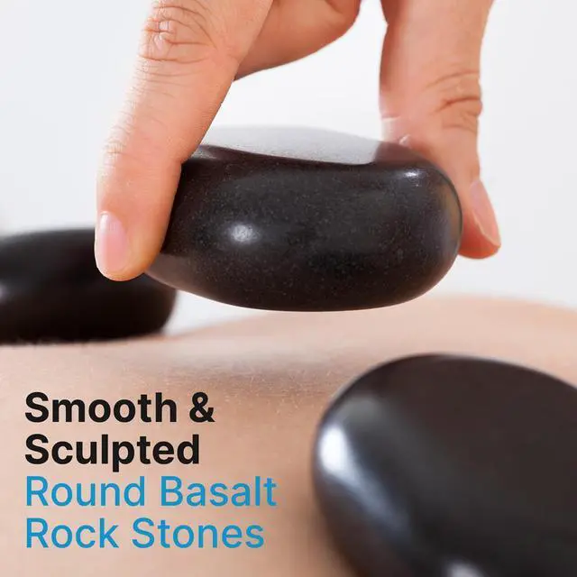 Alt view image 4 of 7 - SereneLife Large Massage Stones - 2 Basalt Rock Stones with Travel Bag & Storage Box - PSLMSTN01