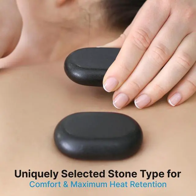 Alt view image 7 of 7 - SereneLife Large Massage Stones - 2 Basalt Rock Stones with Travel Bag & Storage Box - PSLMSTN01