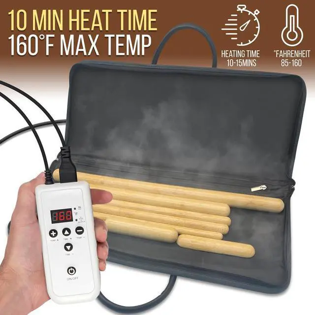 Alt view image 6 of 7 - SereneLife Thermal Therapy Massage Kit - Waterless Heating Technology with Bamboo Sticks & Heating Bag - PSLMSGBMB22