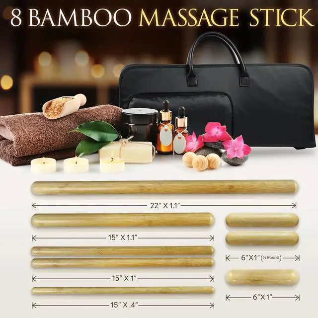 Alt view image 3 of 7 - SereneLife Thermal Therapy Massage Kit - Waterless Heating Technology with Bamboo Sticks & Heating Bag - PSLMSGBMB22